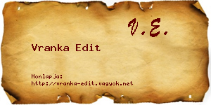 Vranka Edit névjegykártya